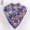 Ladies Daisy Large Square Scarves  New 90*90cm Spring Autumn Matt Satin Scarves Fashion Accessories Navy Blue Silk Scarf