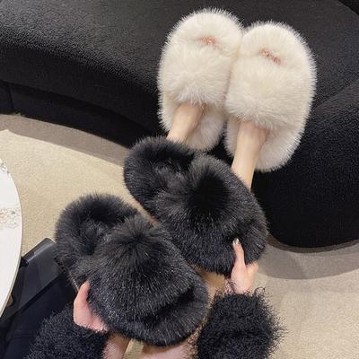 Плюшевые плюшевые тапочки женские 2024 осень и зима новые модные теплые хлопковые тапочки большого размера на толстой подошве