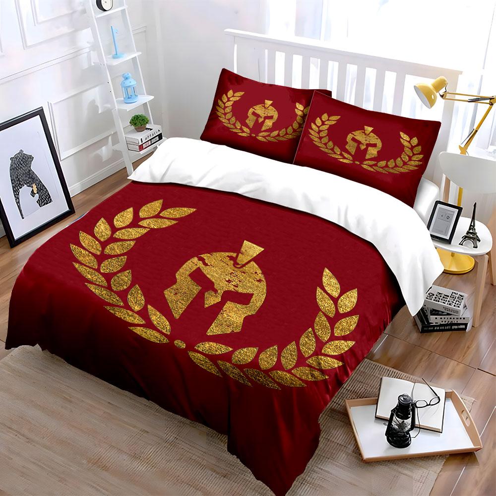 Red Warrior Helmet Bedding Set Bedding Duvet Cover Set Duvet Cover Pillowcases (1 * Duvet Cover 2 * Pillowcases, without duvet insert)