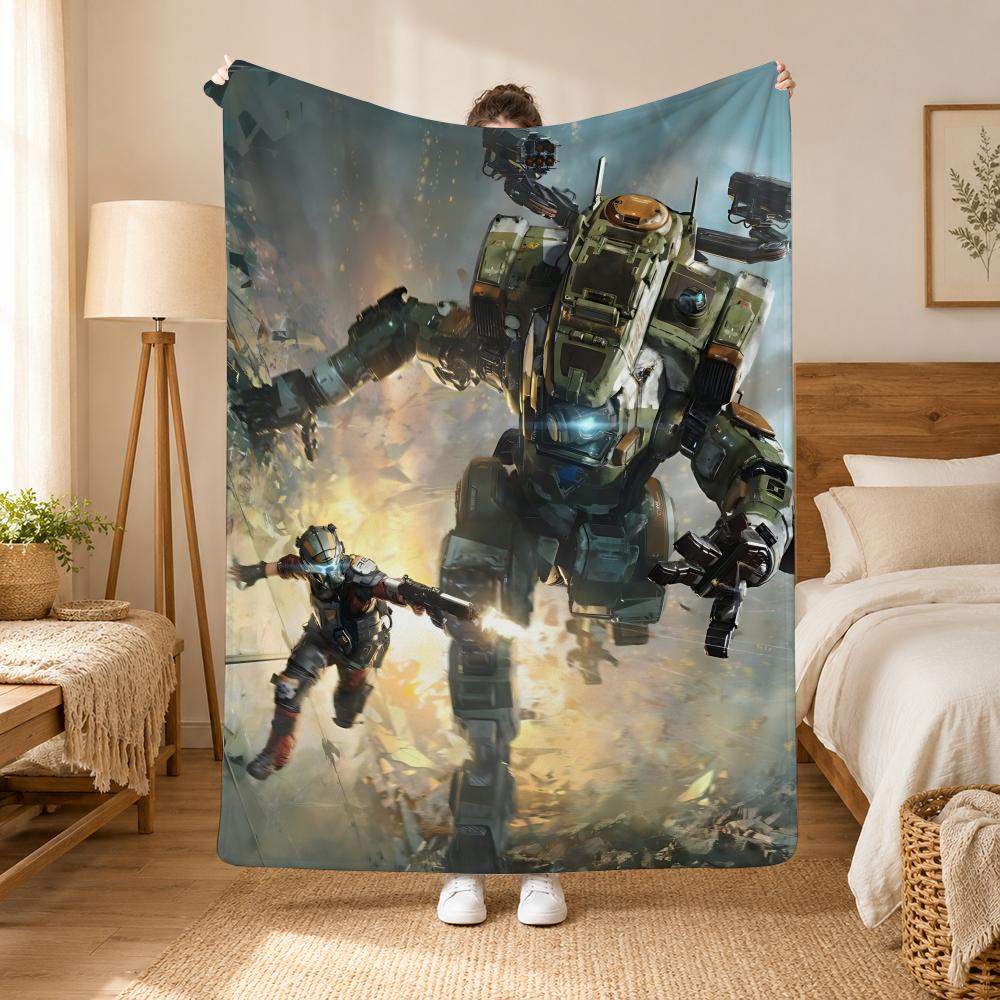 Плед Titanfall Game Throw 240 г, фланелевый, подходит для диванов, кроватей, офисов, изысканные подарочные пледы