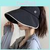 Large Trendy Brim Summer Hat For Women Uv Protection Black Sun Visor Cap