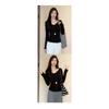 Women S Gray V Neck Long Sleeve Fitted Inner Top For Spring Autumn