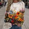 Harajuku New 3D Printing Colorful Flowers Sweatshirts Fashion Women Streetwear Pullovers Winter Girls Floral Graphic Top Clothes