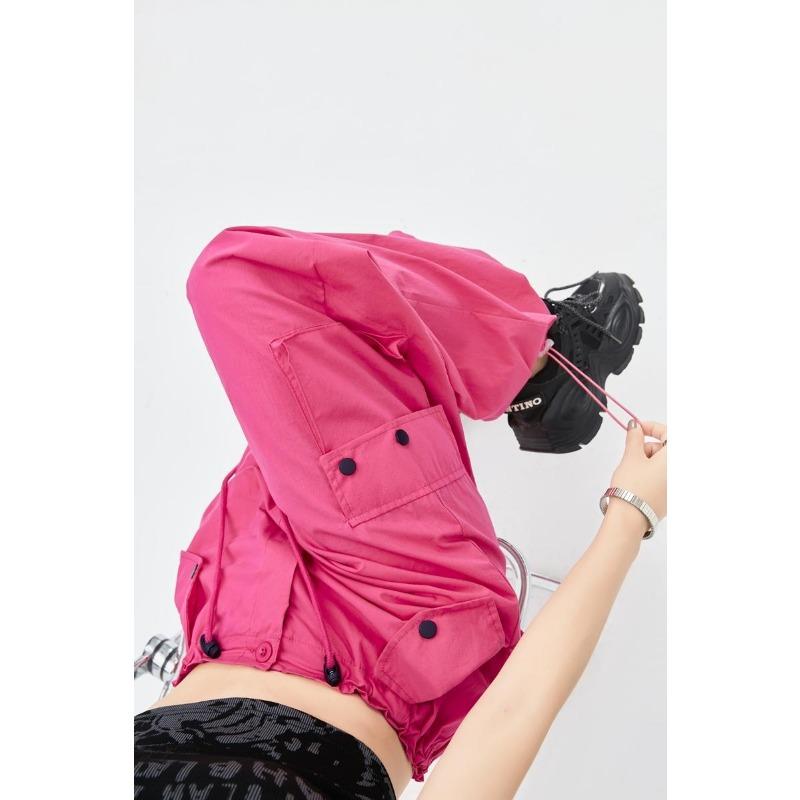 2024 Новые модные женские свободные брюки-карго весна-лето тонкие комбинезоны с карманами высокая талия широкие брюки прямые свободные спортивные брюки элегантные брюки 2391