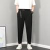 Брюки для костюма с полуэластичной резинкой на талии, мужские модные брендовые брюки в британском стиле, модные уличные драпировки с облегающим кроем, черные, повседневные, маленькие