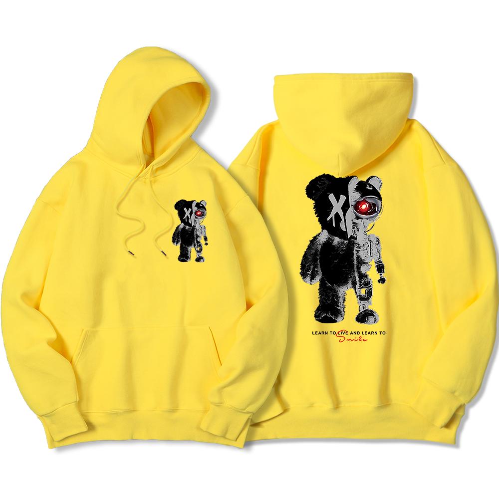 Толстовка с капюшоном Half A Ted Bear, Half A Robotic Bear, винтажная толстовка большого размера, высококачественная толстовка, простая осенняя женская одежда