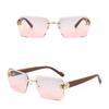 Photochromic Sunglasses Men Women Rimless Square Sun Glasses Leopard Head Metal Frame UV Protection Outdoor Sunscreen Eyewear