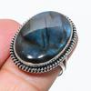 Natural Labradorite Gemstone Handmade 925 Solid Silver Jewelry Ring Size 7 Z8h98