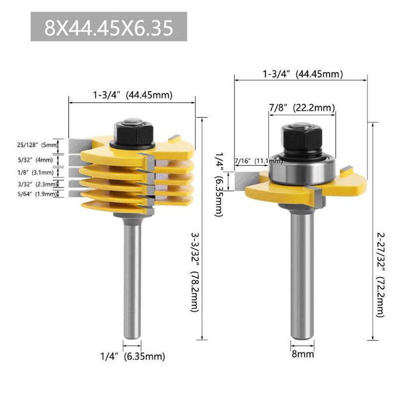 Набор фрез с 3 крыльями, 7 шт., лезвие, цементированные пазовые ножи, твердосплавные фрезы для дерева, 6 мм, 1/4 дюйма, 8 мм, 12 мм, 1/2 дюйма, хвостовик