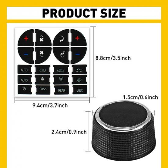 For GMC Radio A/C Decals Climate Control Button Stickers + Control Repair Knob