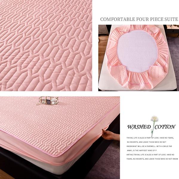 Защитный чехол для кровати Наматрасник Толстая стеганая простыня на подкладке Однотонное постельное белье Queen King Нескользящая простыня Пылезащитный чехол Утолщенные простыни Без наволочки