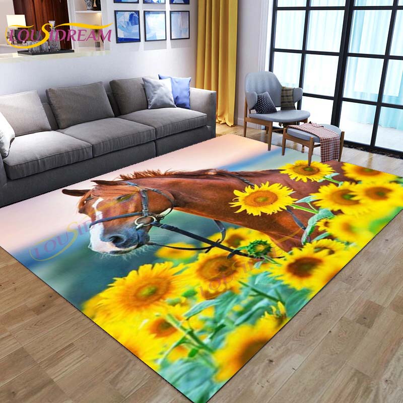 3D ковер с бегущими лошадьми, ковер с животными для дома, гостиной, дивана, красочные напольные коврики с лошадьми, декор для детской спальни, детские игровые ковры