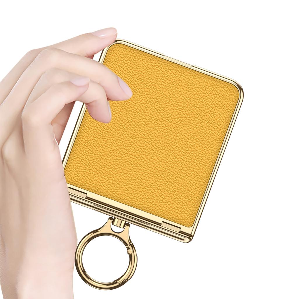 GKK For Samsung Galaxy Z Flip7 5G Kickstand Case Electroplating Magnetic Hinge Protection PU PC Tempered Glass Phone Cover