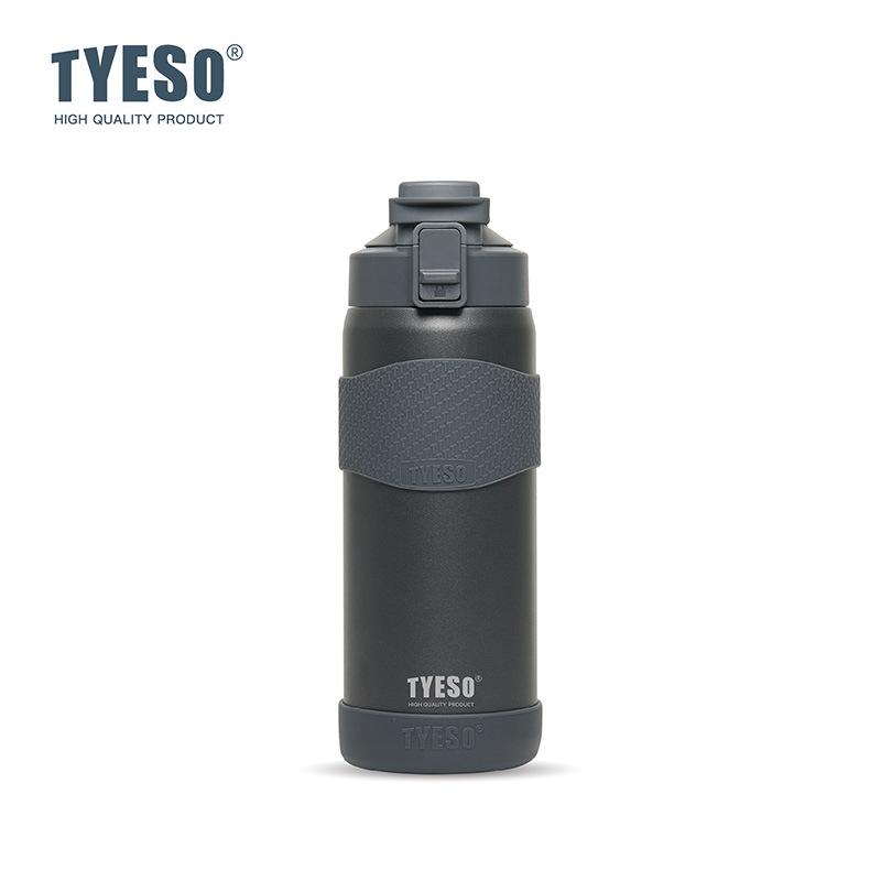 TYESO 750ML Double Wall Insulated Water Bottle Hot Leakproof 304 Stainless Steel Flask for Fitness Outdoor Daily Use Drink with non-slip pad