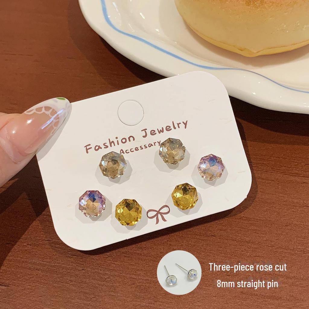 Вспышка Millennium восьмигранные серьги-гвоздики с розой из циркония для женщин - индивидуальный многогранный изысканный дизайн