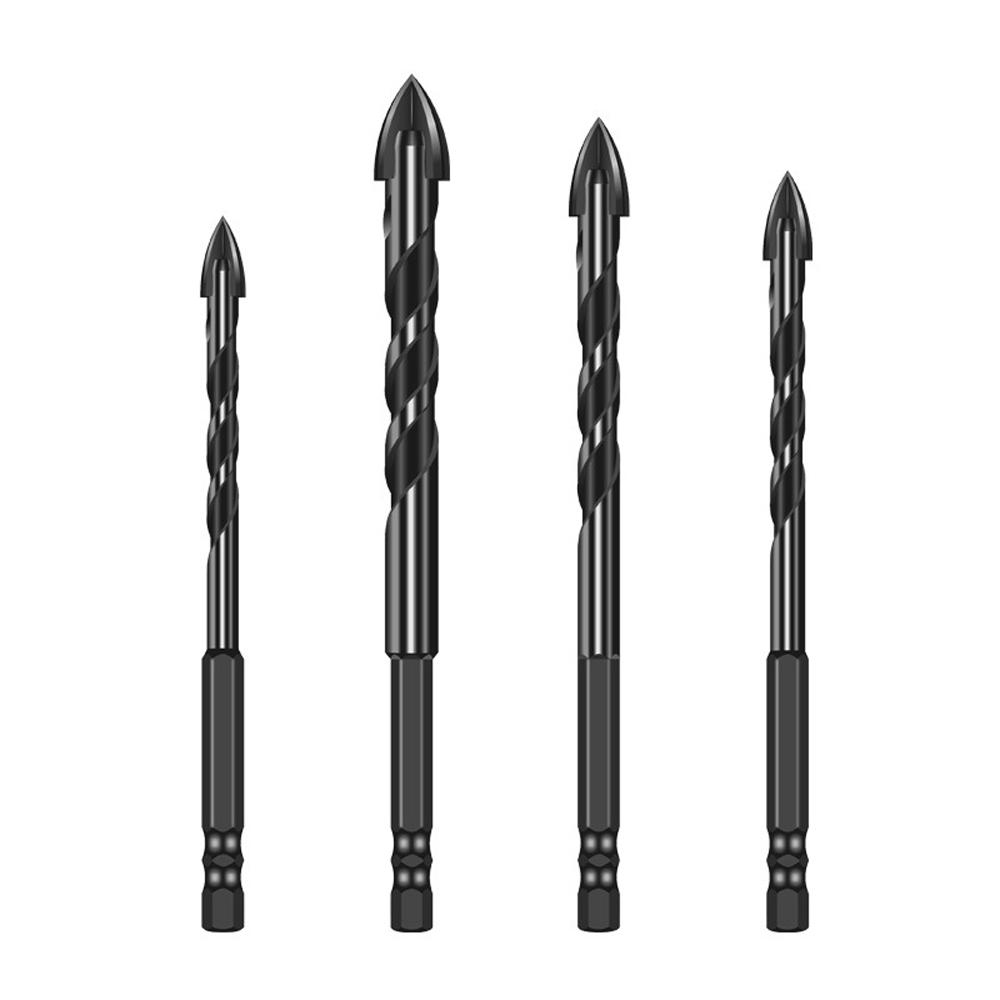 10PCS YG8 Carbide Four-edged Crossdrill Bit Set Marble Ceramic Tile Wall Brick Holes Drilling Accessory Wet-and-dry Dual Use Hole Punching Tool