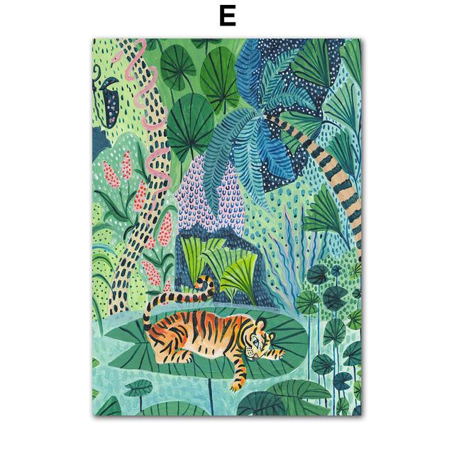 Girl Llamas Leopard Tiger Orange Vintage Tribe Posters And Prints Wall Art Canvas Painting Wall Pictures For Living Room Decor No Frame