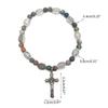 Beaded Stretch Rosary Bracelet with Cross-Charm Catholic Bracelets for Women Girls Religious Rosary Jewelry Wristband