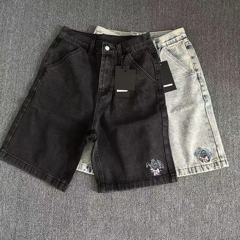 ZYLLO Новая Ретро Мода Y2K Харадзюку Хип-хоп Джинсовые Шорты Уличный Дизайн Мужские
