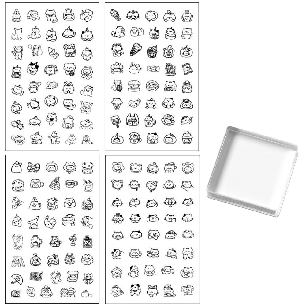 Seimeinoki Clear Transparent Cute Cat Silicone Transparent Diary DIY Stamp Block For Stamps, Stamps, Patterns, Material, Seals, Making, Handmade,
