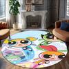 1pc Powerpuff1 Carpet, Round Rug, Comfortable, Suitable for Entryways, Living Rooms, Office, And Bedrooms, Christmas Decoration