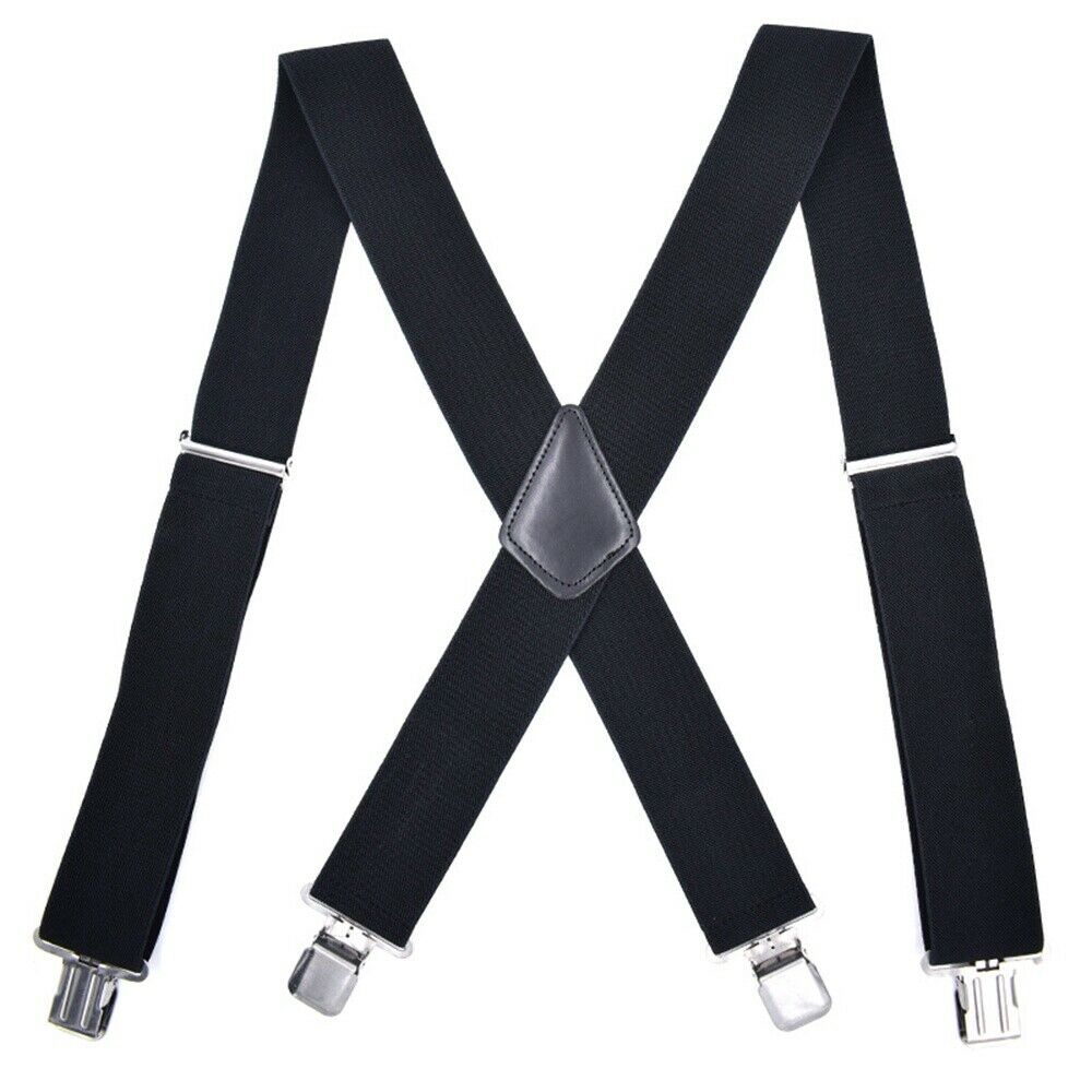 Men Braces Suspenders 5cm Back Heavy Duty Biker Snowboard Trousers Elastic 4 Clips -MX8 Mens Trouser Suspenders Braces Male