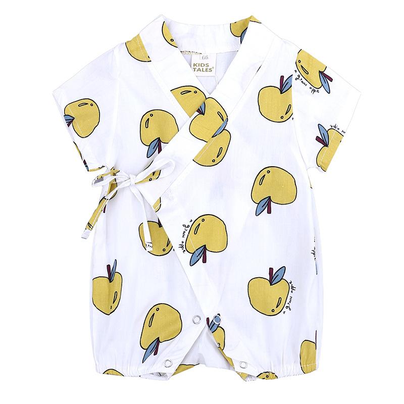 KIDDIEZOOM Летний комбинезон с короткими рукавами и принтом лимона для новорожденных девочек, повседневный комбинезон для маленьких мальчиков, одежда