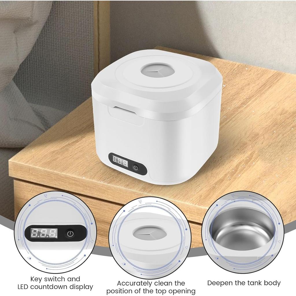 Ultrasonic Retainer Cleaner with LED Display 4 Modes Adjustable Ultrasonic Jewelry Cleaning Machine for Dentures Jewelry