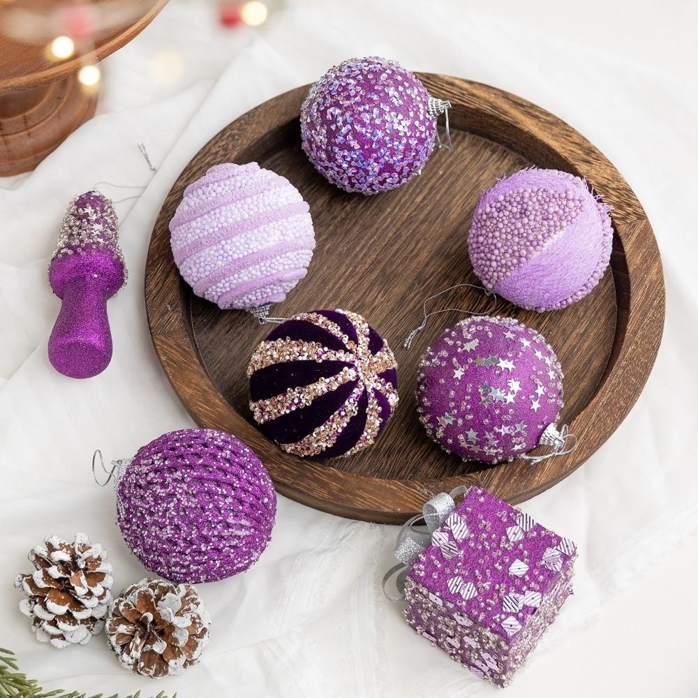 Glitter Coated Christmas Ornament Balls Foam Christmas Pendant Christmas Tree Decor