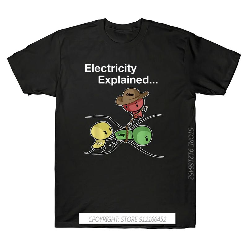 Ohm Volt Amp Electricity Explained Electrician Nerd Unisexs Cotton Tshirts Harajuku Oneck Tshirt Unisex Streetwear Hip Hop Top