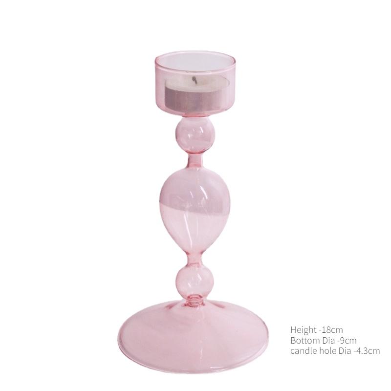 Pink Glass Candle Holder Taper Candlesticks Holder Wedding Table Centerpieces Nordic Home Decoration Wedding Decoration