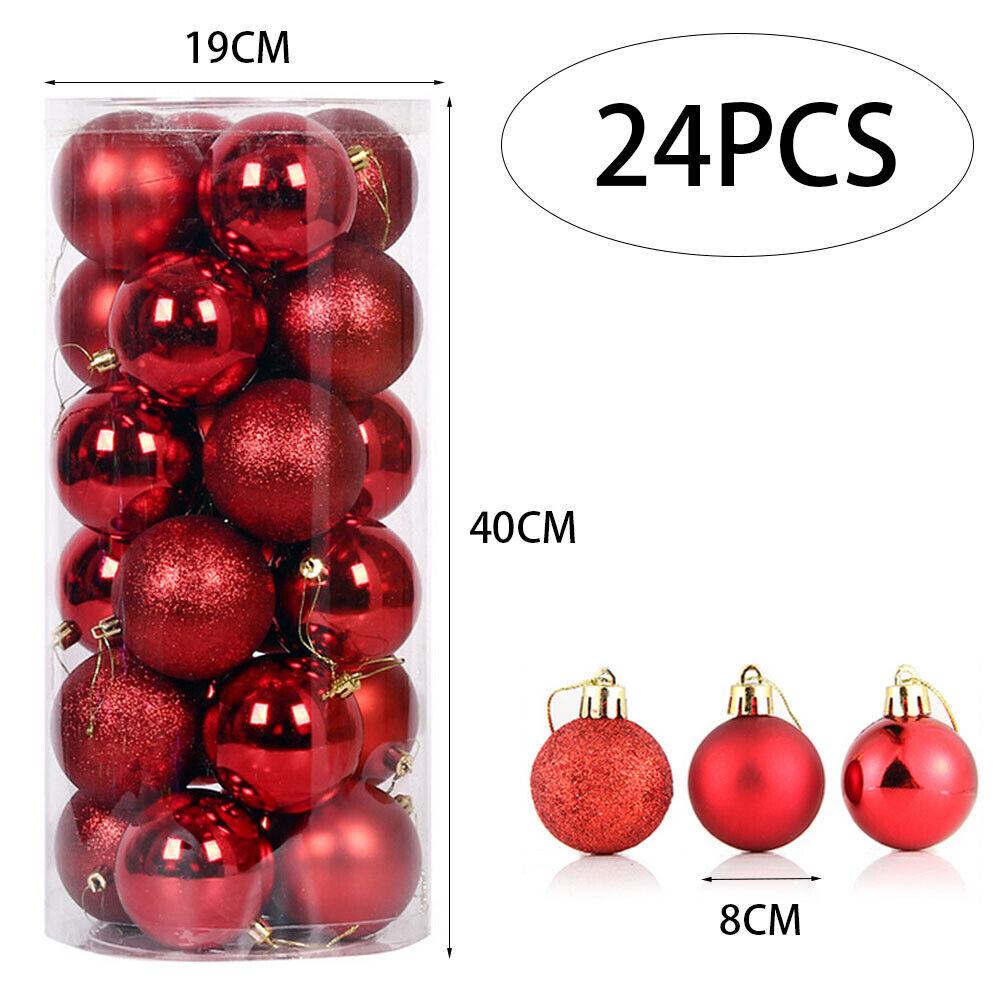 8 СМ 24 ШТ. Рождественские Подвесные Шаровые Украшения Небьющиеся Рождественские Елочные Украшения Комплект Рождественские Украшения Шары для Праздника Свадьбы Декор