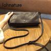Vintage Simple Women Shoulder & Crossbody Bags Genuine Leather Leisure Soft Cowhide Solid Color Small Bag