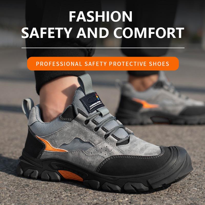 Steel Toe Anti-puncture Work Shoes Men Reinforced Sole Abrasion Resistant Safety Shoes Anti-smash Construction Working Boots