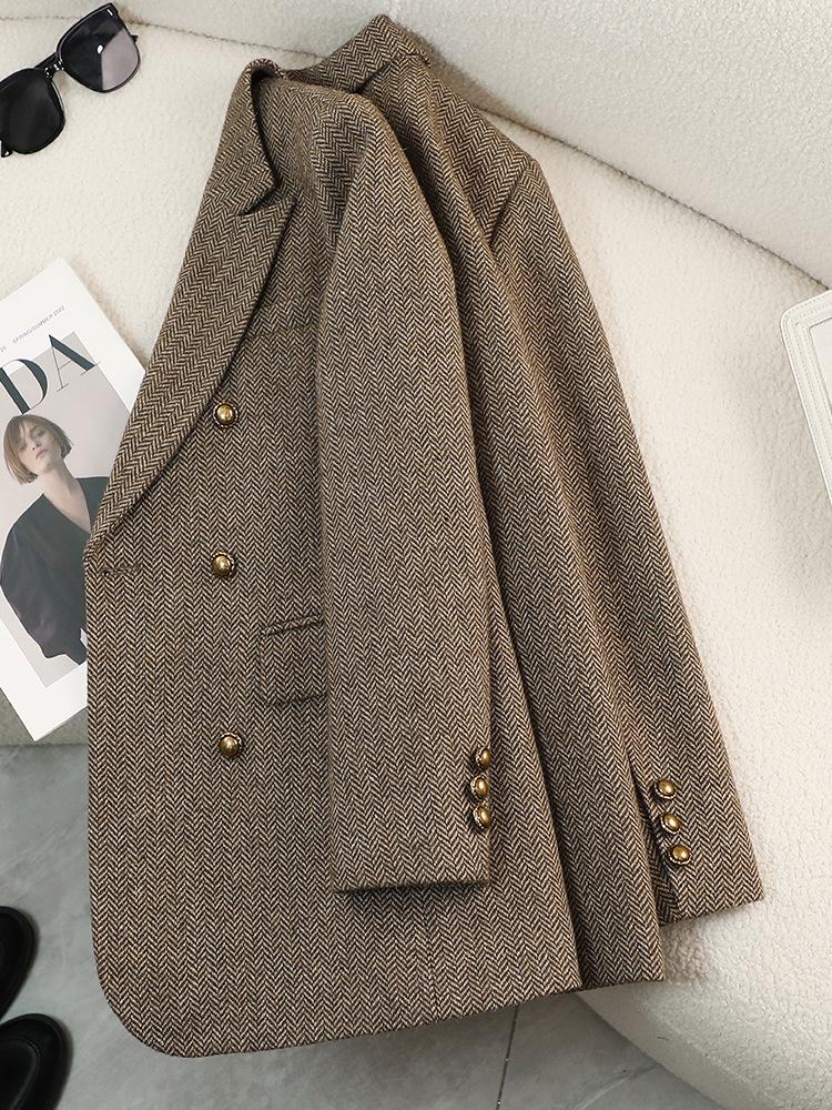 Women Autumn Winter Suit Jacket Word Pattern Blazer Coat Female Temperament Cool Design Unique Ladies Tops