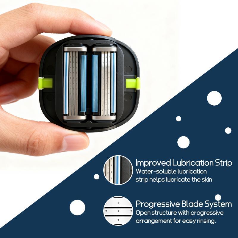 Men'S Convenient Multi-Blade Shaver Effortless Bald Head & Body Hair Grooming For Unisex Washable Shave Clean In One Strok