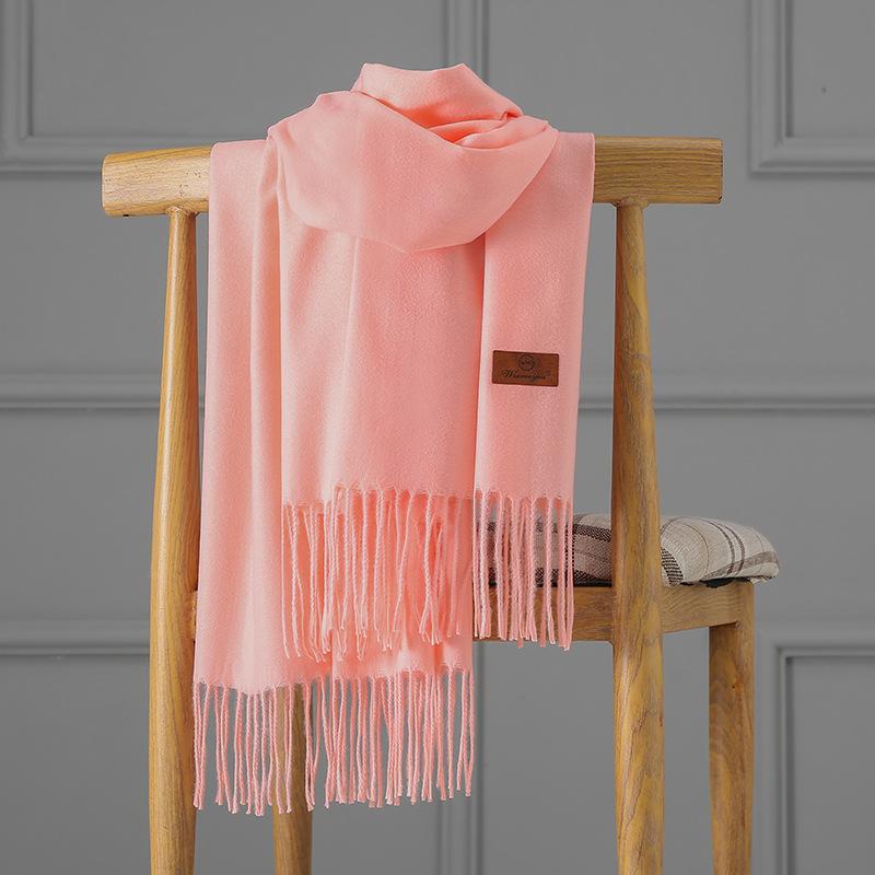 Cashmere Scarf Women's Autumn and Winter Solid Color Tassel Shawl Thickened Warm Scarf