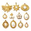 2 PCs 304 Stainless Steel Charms 18K Gold Plated White Acrylic Imitation Pearl Pendants For DIY Jewelry Making Necklace Findings