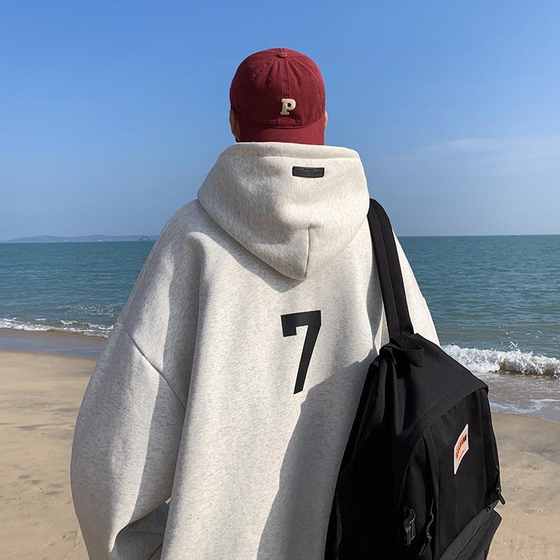 Мужская серая толстовка с капюшоном — модная свободная куртка в стиле хип-хоп на осень/зиму 2022 года