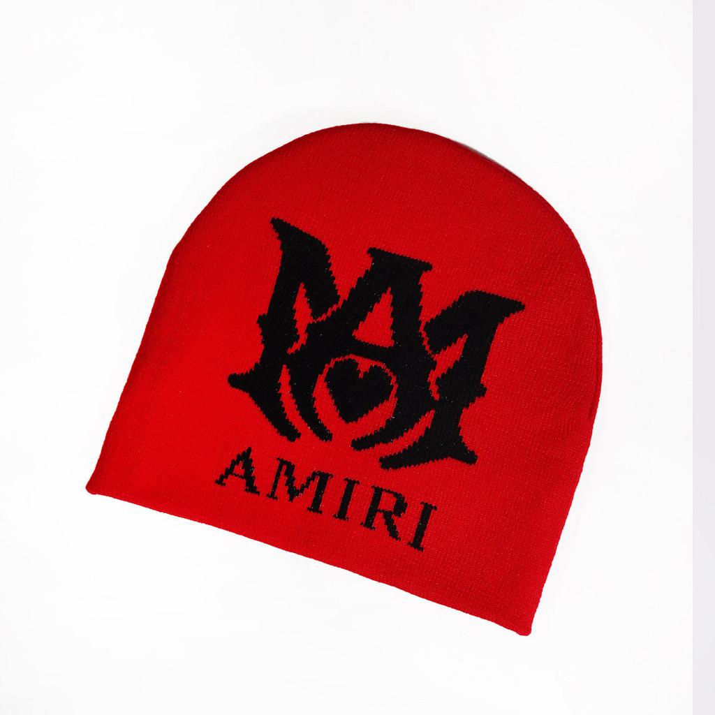 Шапка бини вязаная с узором в виде букв Amiri Модная повседневная уличная Подарок Теплая