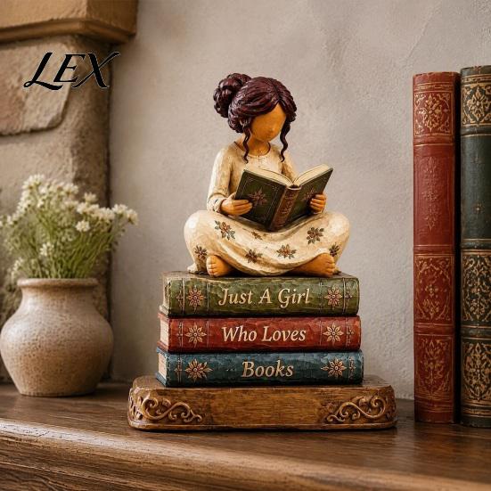 Retro Fall Mantel Centerpieces Wooden Autumn Figurine for Thanksgiving And Halloween Decor, Reading Character Ornaments Theme Desk Accessories