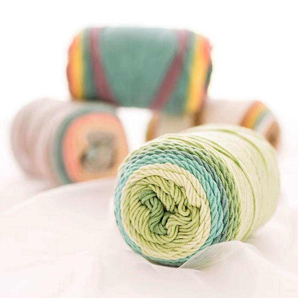 Rainbow Color Crochet Knitting Cotton Rainbow Cotton Yarn Warm Milk Cotton  Scarf