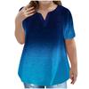 Children's Plus-size T-shirt Gradient Casual Fashion V-neck Short-sleeved Pocket Top