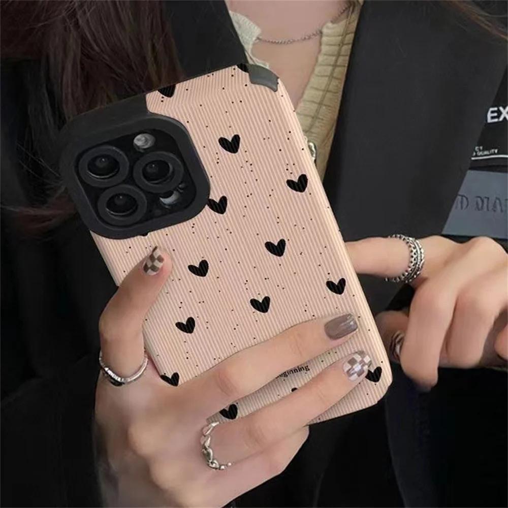 Модный чехол для телефона Little Love Heart для iPhone 14 12 15 11 13 Pro Max Mini SE X XS XR 78 Plus, силиконовый кожаный противоударный чехол