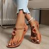 Fashion Bohemia Button Decoration T Shape Sandals Women Summer Round Toe Low Heel Flip Flops Casual Ankle Strap Beach Waterproof Sandals