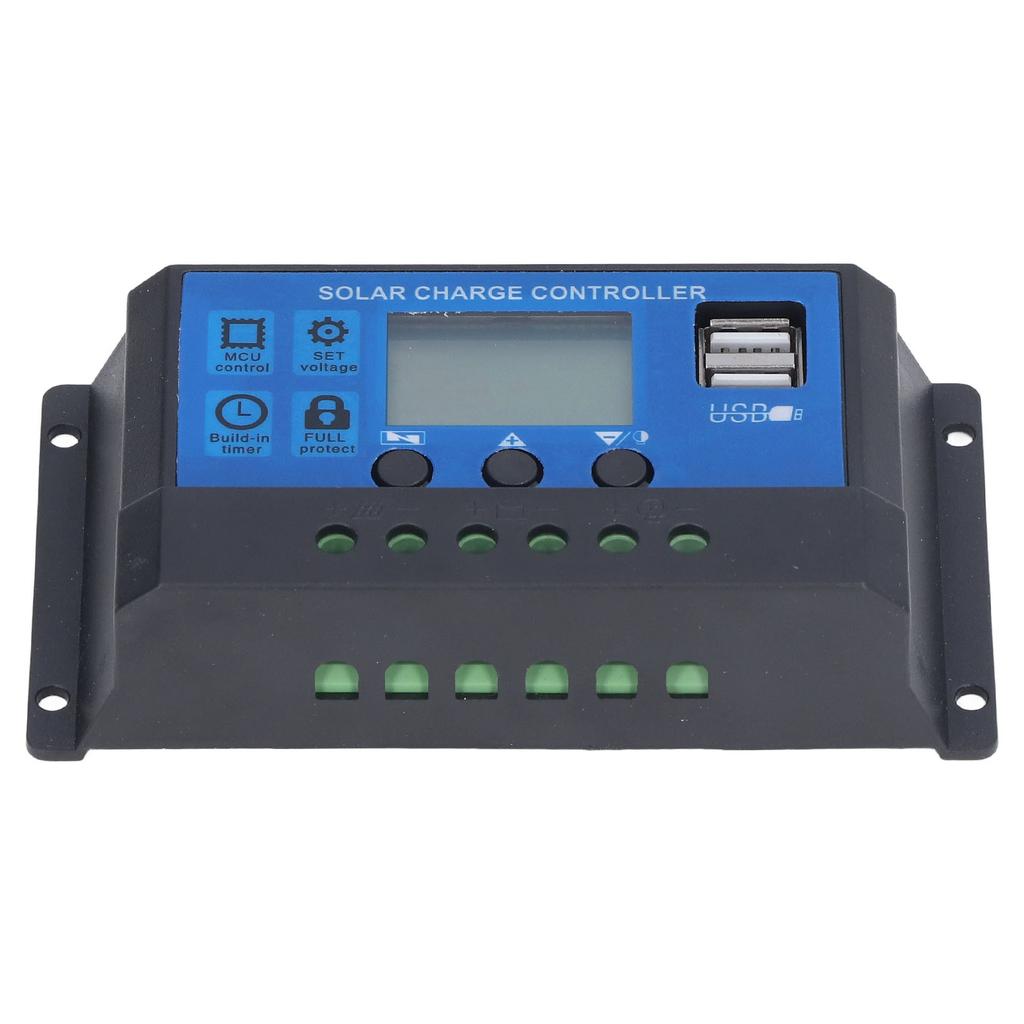 Solar Charge Controller LCD Automatic Identification with 5V Smart 2 USB Port 20A 12V 24V