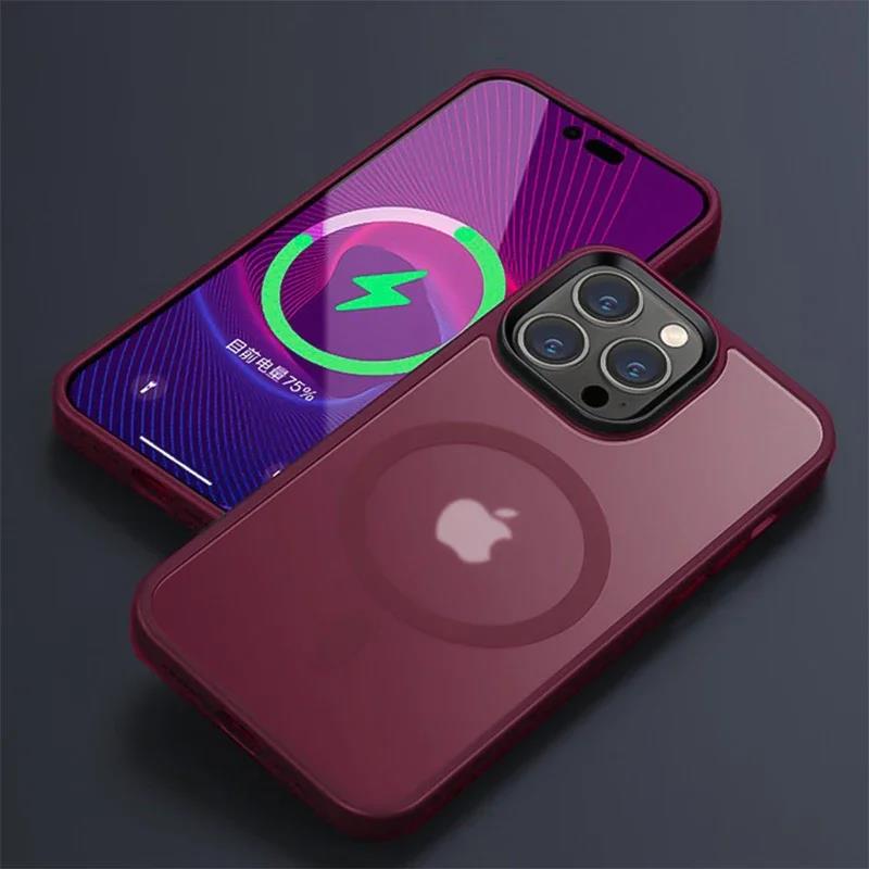 Роскошный матовый прозрачный чехол с магнитами MagSafe для iPhone 16 15 14 13 12 11 Pro Max 14 Plus, противоударная крышка для беспроводной зарядки