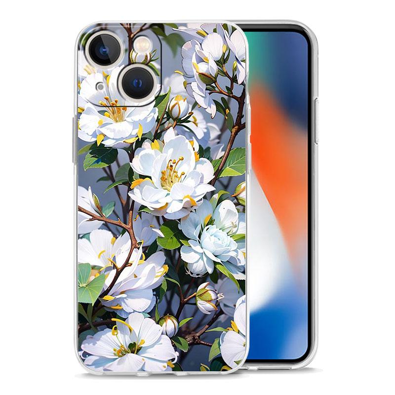 Cherry Blossom Tree Luxury Transparent Phone Case For iPhone 18 15 14 13 12 mini 11 Pro Max XS X XR SE 7 8 Plus Clear Cover