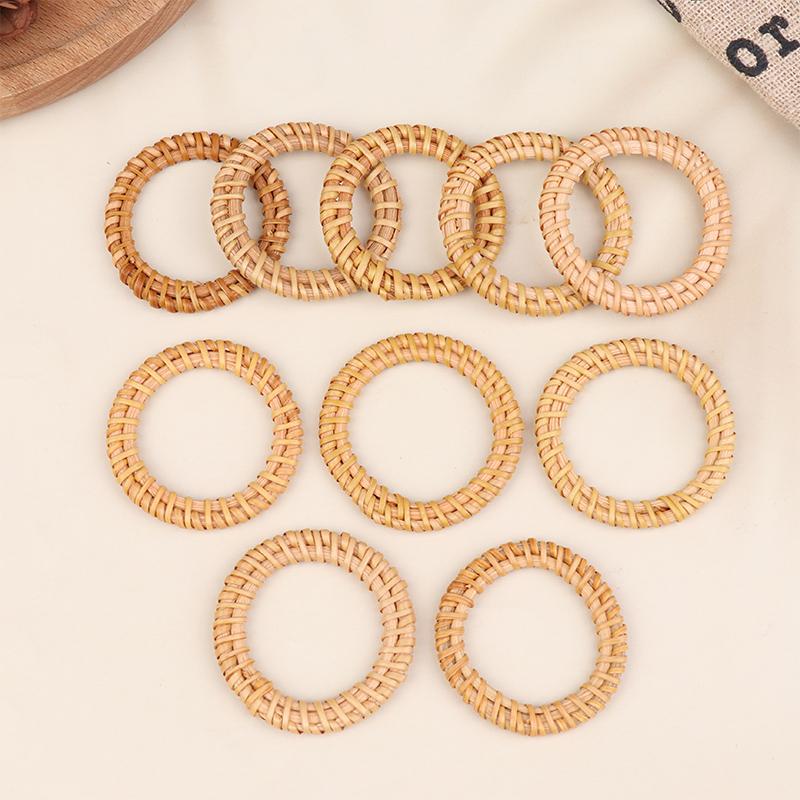 10Pcs Woven Rattan Napkin Rings Rustic Woven Tabletop Holders For Christmas Thanksgiving Home Wedding Party Decor