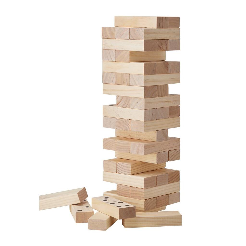 Tumbling Timber Toy, 54 Blocks Large Tumble Tower Blocks Game, Pine Wood Tumbling Tower Game with Carry Bag and Scoreboard, Wooden Stacking Game,